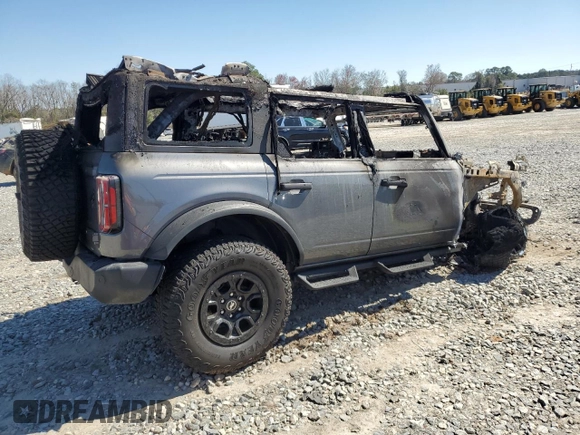 2023 Ford Bronco with VIN 1FMEE5DP0PLA82957, listed as a Copart auction lot 46876635 with Not Provided miles and Non Repairable. Bid and sale history available at carsss.com. Image 3.