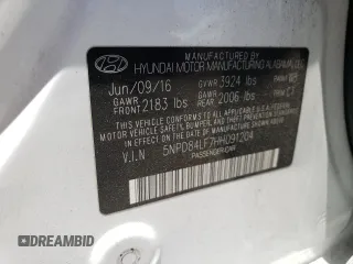 2017 Hyundai Elantra SE with VIN 5NPD84LF7HH091204, listed as a Copart auction lot 60545625 with 82,541 mi miles and Salvage title. Bid and sale history available at DreamBid. Image 12.