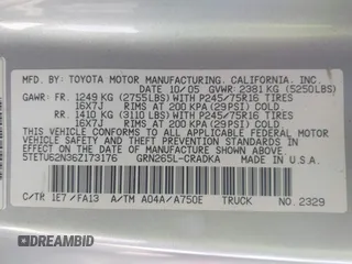 2006 Toyota Tacoma PreRunner z VIN 5TETU62N36Z173176, wystawiony jako IAAI lot #41697046 z przebiegiem 187 409 mil mil oraz . Historia ofert i sprzedaży dostępna na DreamBid. Obrazek 9.