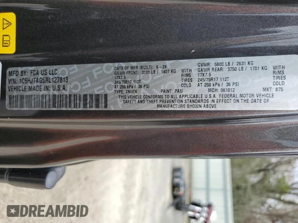 2024 Jeep Gladiator Sport S z VIN 1C6HJTAG5RL127813, wystawiony jako Copart lot #43997775 z przebiegiem 13 932 mil mil oraz Szkoda całkowita • Salvage title. Historia ofert i sprzedaży dostępna na DreamBid. Obrazek 15.