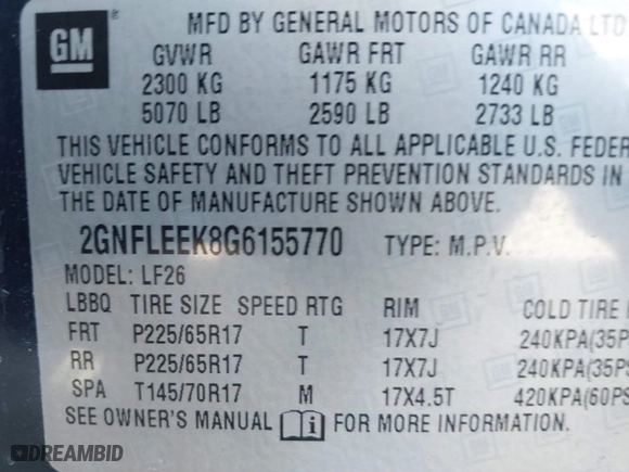 2016 Chevrolet Equinox LS with VIN 2GNFLEEK8G6155770, listed as a IAAI auction lot 41728714 with 106,531 mi miles. Bid and sale history available at carsss.com. Image 9.