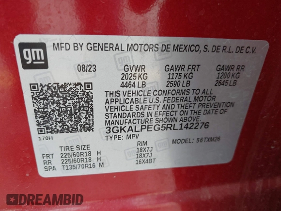 2024 GMC Terrain SLT с VIN 3GKALPEG5RL142276, выставлен на аукционе IAAI как лот 41862017 с пробегом 51 053 миль миль и . История ставок и продаж доступна на DreamBid. Изображение 9.