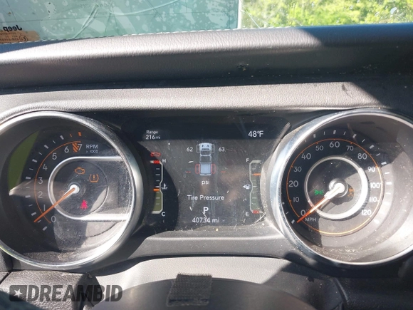 2023 Jeep Gladiator Overland z VIN 1C6HJTFG9PL549685, wystawiony jako IAAI lot #42037635 z przebiegiem 40 734 mil mil oraz . Historia ofert i sprzedaży dostępna na DreamBid. Obrazek 7.