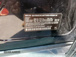 2015 BMW X5 sDrive35i with VIN 5UXKR2C53F0H35941, listed as a Copart auction lot 52117285 with 0 mi miles and Clean Title. Bid and sale history available at carsss.com. Image 13.