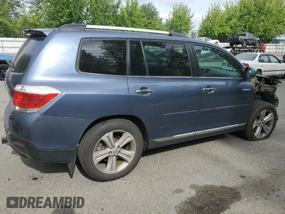 2013 Toyota Highlander Limited with VIN 5TDDK3EHXDS260419, listed as a Copart auction lot 60664025 with 76,962 mi miles and Salvage title. Bid and sale history available at DreamBid. Image 3.