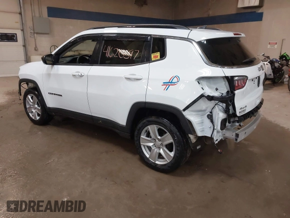 2022 Jeep Compass Latitude with VIN 3C4NJDBB9NT147839, listed as a IAAI auction lot 41620597 with 26,350 mi miles and . Bid and sale history available at DreamBid. Image 3.