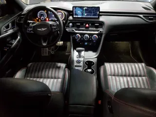 2023 Genesis G70 3.3T with VIN KMTG54TE2PU125150, listed as a Copart auction lot 47024885 with 21,529 mi miles and Salvage Title. Bid and sale history available at carsss.com. Image 8.