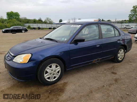 2003 Honda Civic LX z VIN 2HGES16503H603931, wystawiony jako Copart lot #59036635 z przebiegiem 181 421 mil mil oraz Czysty tytuł • Clean title. Historia ofert i sprzedaży dostępna na DreamBid. Obrazek 1.
