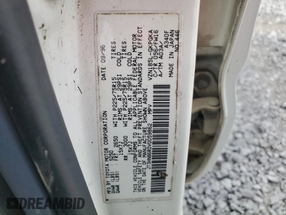 1997 Toyota 4Runner SR5 z VIN JT3HN86R0V0059862, wystawiony jako Copart lot #85000954 z przebiegiem 168 272 mil mil oraz Szkoda całkowita • Salvage title. Historia ofert i sprzedaży dostępna na DreamBid. Obrazek 15.