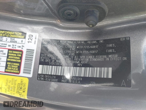 2019 Toyota Sienna XLE Auto Access Seat with VIN 5TDYZ3DC5KS014278, listed as a IAAI auction lot 41767187 with 59,444 mi miles. Bid and sale history available at carsss.com. Image 9.