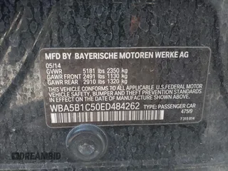 2014 BMW 5 Series 535i with VIN WBA5B1C50ED484262, listed as a IAAI auction lot 41463976 with Not Provided miles. Bid and sale history available at carsss.com. Image 9.