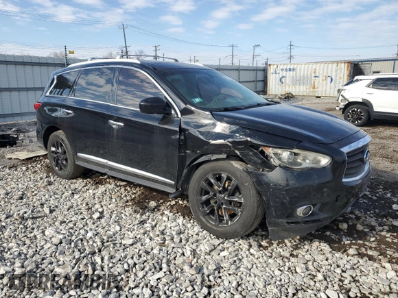 2013 Infiniti JX35 with VIN 5N1AL0MM3DC300835, listed as a Copart auction lot 50700755 with 173,616 mi miles and Salvage Title. Bid and sale history available at DreamBid. Image 4.