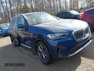 2023 BMW X3 xDrive30i with VIN 5UX53DP08P9T05714, listed as a IAAI auction lot 41901855 with 12,093 mi miles. Bid and sale history available at carsss.com. Image 1.