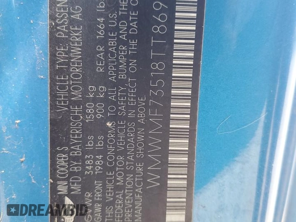 2008 MINI Hardtop S z VIN WMWMF73518TT86953, wystawiony jako Copart lot #67640615 z przebiegiem 107 513 mil mil oraz Czysty tytuł • Clean title. Historia ofert i sprzedaży dostępna na DreamBid. Obrazek 13.