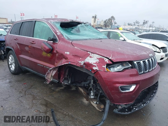 2021 Jeep Grand Cherokee Laredo X with VIN 1C4RJEAG4MC681989, listed as a IAAI auction lot 41571341 with 61,090 mi miles and . Bid and sale history available at DreamBid. Image 1.