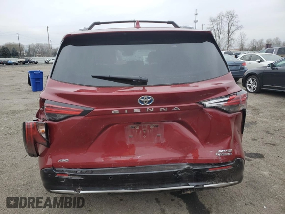 2022 Toyota Sienna Limited with VIN 5TDZSKFC8NS054715, listed as a Copart auction lot 43594725 with 24,628 mi miles and Salvage Title. Bid and sale history available at carsss.com. Image 6.