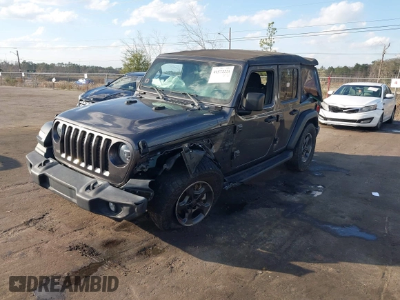 2022 Jeep Wrangler Unlimited Sport with VIN 1C4HJXDG1NW167066, listed as a IAAI auction lot 41572221 with 48,356 mi miles and . Bid and sale history available at DreamBid. Image 16.