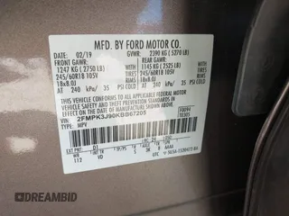 2019 Ford Edge SEL with VIN 2FMPK3J90KBB67205, listed as a IAAI auction lot 41836997 with 86,805 mi miles. Bid and sale history available at carsss.com. Image 9.