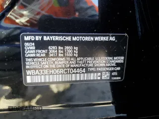 2024 BMW 7 Series 740i xDrive with VIN WBA33EH06RCT04464, listed as a Copart auction lot 74810484 with 821 mi miles and Non Repairable. Bid and sale history available at carsss.com. Image 13.