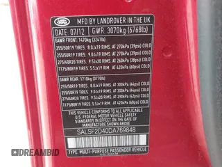 2013 Land Rover Range Rover Sport HSE z VIN SALSF2D40DA769848, wystawiony jako IAAI lot #42032959 z przebiegiem 144 204 mil mil oraz . Historia ofert i sprzedaży dostępna na DreamBid. Obrazek 9.