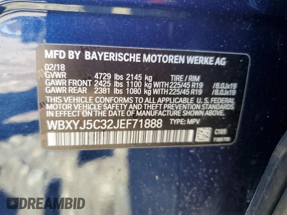 2018 BMW X2 xDrive28i with VIN WBXYJ5C32JEF71888, listed as a Copart auction lot 51972125 with 83,628 mi miles and Salvage Title. Bid and sale history available at carsss.com. Image 12.