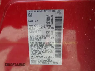 2014 Nissan Pathfinder SV с VIN 5N1AR2MM3EC726858, выставлен на аукционе IAAI как лот 42520896 с пробегом 164 256 миль миль и . История ставок и продаж доступна на DreamBid. Изображение 9.