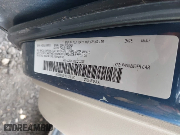2008 Subaru Legacy Special with VIN 4S3BL616087213863, listed as a IAAI auction lot 42521770 with 197,613 mi miles and . Bid and sale history available at DreamBid. Image 9.
