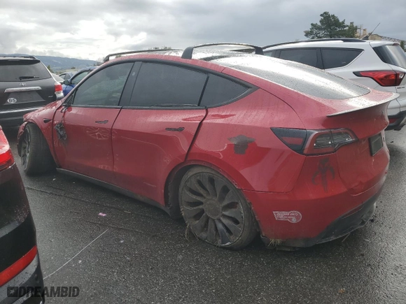 2023 Tesla Model Y Performance with VIN 7SAYGDEF7PF796845, listed as a Copart auction lot 44428595 with 47,820 mi miles and Salvage Title. Bid and sale history available at carsss.com. Image 2.