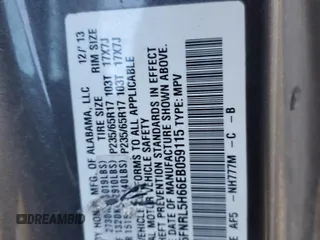 2014 Honda Odyssey EX-L with VIN 5FNRL5H66EB059115, listed as a Copart auction lot 81055334 with 173,410 mi miles and Salvage Title. Bid and sale history available at DreamBid. Image 13.