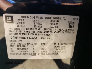 2015 GMC Terrain SLE z VIN 2GKFLVEK4F6194951, wystawiony jako Copart lot #57240185 z przebiegiem 59 345 mil mil oraz Szkoda całkowita • Salvage title. Historia ofert i sprzedaży dostępna na DreamBid. Obrazek 13.
