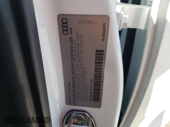 2015 Audi A3 1.8T Premium with VIN WAUACGFF6F1017160, listed as a Copart auction lot 46035103 with 113,411 mi miles. Bid and sale history available at carsss.com. Image 14.