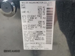 2015 Nissan Rogue SL with VIN 5N1AT2MV5FC852733, listed as a Copart auction lot 52720935 with 135,626 mi miles and Clean Title. Bid and sale history available at DreamBid. Image 13.