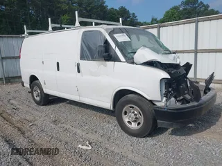 2023 Chevrolet Express Cargo with VIN 1GCWGAFP1P1252487, listed as a IAAI auction lot 42255590 with Not provided miles and . Bid and sale history available at DreamBid. Image 1.