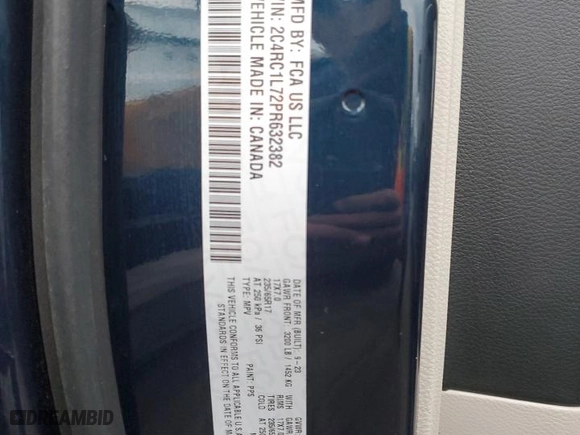 2023 Chrysler Pacifica Hybrid Touring L with VIN 2C4RC1L72PR632382, listed as a Copart auction lot 50989035 with 44,061 mi miles and Salvage Title. Bid and sale history available at carsss.com. Image 13.