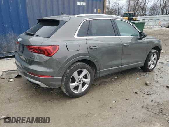 2021 Audi Q3 Premium with VIN WA1AUCF33M1100504, listed as a Copart auction lot 51975165 with 74,054 mi miles and Salvage Title. Bid and sale history available at carsss.com. Image 3.