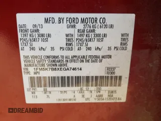 2014 Ford Explorer with VIN 1FM5K7B8XEGA74614, listed as a Copart auction lot 68142974 with 146,183 mi miles and Salvage Title. Bid and sale history available at DreamBid. Image 12.