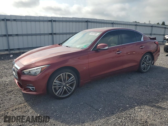 2014 Infiniti Q50 Sport with VIN JN1BV7AR6EM693711, listed as a Copart auction lot 64551895 with 124,843 mi miles and Salvage title. Bid and sale history available at DreamBid. Image 1.