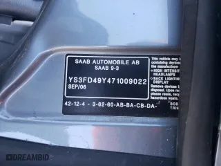 2007 Saab 9-3 with VIN YS3FD49Y471009022, listed as a Copart auction lot 77878924 with 0 mi miles and Non Repairable. Bid and sale history available at carsss.com. Image 13.