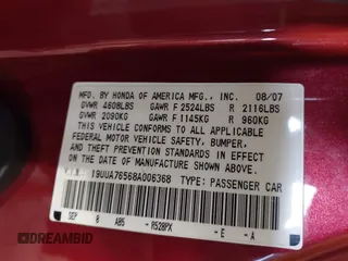 2008 Acura TL Type-S with VIN 19UUA76568A006368, listed as a IAAI auction lot 42026607 with 242,152 mi miles. Bid and sale history available at carsss.com. Image 9.