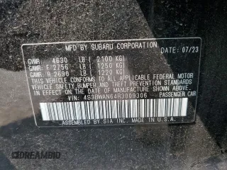 2024 Subaru Legacy Limited with VIN 4S3BWAN64R3009306, listed as a Copart auction lot 60446925 with 16,629 mi miles and Salvage title. Bid and sale history available at DreamBid. Image 13.