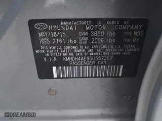2016 Hyundai Elantra SE with VIN KMHDH4AE9GU557287, listed as a IAAI auction lot 41795124 with 112,140 mi miles. Bid and sale history available at carsss.com. Image 9.