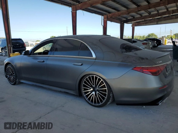 2022 Mercedes-Benz S-Class S 500 with VIN W1K6G6DB9NA105566, listed as a Copart auction lot 82774304 with 13,827 mi miles and Salvage Title. Bid and sale history available at carsss.com. Image 2.