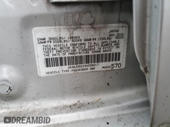 2003 Mitsubishi Lancer ES with VIN JA3AJ26E03U058217, listed as a Copart auction lot 88166245 with 208,236 mi miles and Salvage Title. Bid and sale history available at carsss.com. Image 12.