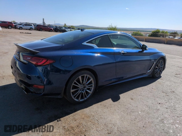 2017 Infiniti Q60 Red Sport 400 with VIN JN1FV7EK7HM610385, listed as a Copart auction lot 57391125 with 72,219 mi miles and Clean title. Bid and sale history available at DreamBid. Image 3.