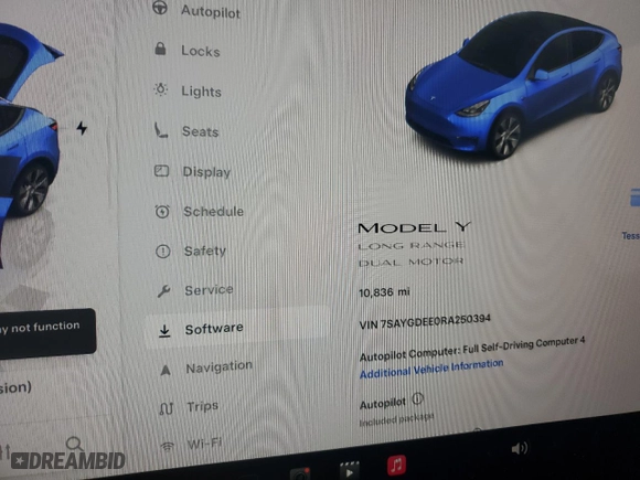 2024 Tesla Model Y Long Range with VIN 7SAYGDEE0RA250394, listed as a Copart auction lot 49163775 with 0 mi miles and Salvage Title. Bid and sale history available at carsss.com. Image 9.