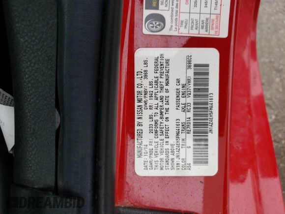 2015 Nissan 370Z with VIN JN1AZ4EH5FM441613, listed as a Copart auction lot 43133974 with 45,456 mi miles. Bid and sale history available at carsss.com. Image 12.