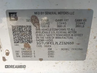 2020 GMC Sierra 1500 Denali z VIN 1GTU9FEL7LZ152659, wystawiony jako IAAI lot #41662492 z przebiegiem 101 222 mil mil oraz . Historia ofert i sprzedaży dostępna na DreamBid. Obrazek 9.