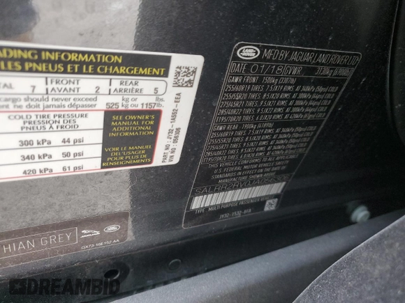 2018 Land Rover Discovery HSE with VIN SALRR2RV0JA056306, listed as a Copart auction lot 81927304 with 45,750 mi miles and Salvage Title. Bid and sale history available at carsss.com. Image 13.