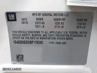 2011 Buick LaCrosse CXL with VIN 1G4GD5GDXBF178342, listed as a IAAI auction lot 41908897 with 83,220 mi miles. Bid and sale history available at carsss.com. Image 9.