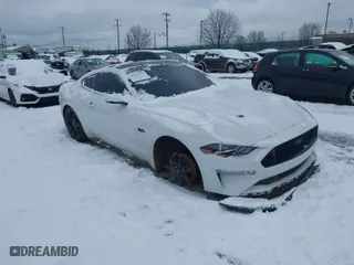 2019 Ford Mustang GT with VIN 1FA6P8CFXK5195668, listed as a IAAI auction lot 41247123 with 83,514 mi miles. Bid and sale history available at carsss.com. Image 1.